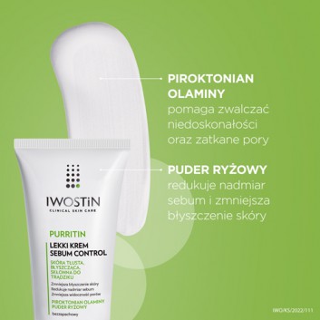 Iwostin Purritin Lekki Krem Sebum Control, 60 ml, cena, opinie, właściwości  - obrazek 4 - Apteka internetowa Melissa