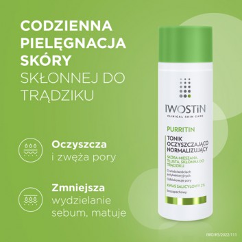 Iwostin Purritin Tonik oczyszczająco normalizujący, 200 ml, cena, opinie, właściwości  - obrazek 2 - Apteka internetowa Melissa