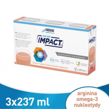 NESTLE IMPACT ORAL Smak owoców tropikalnych - 3x237 ml - preparat odżywczy w płynie - cena, opinie, wskazania - obrazek 1 - Apteka internetowa Melissa