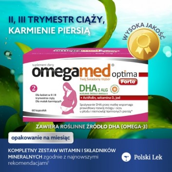 OmegaMed Optima Forte Dla kobiet w II i III trymestrze ciąży i matek karmiących, 60 kaps., cena, opinie, właściwości  - obrazek 2 - Apteka internetowa Melissa