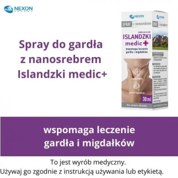 Islandzki Medic+ Spray do gardła z nanosrebrem, 30 ml - obrazek 2 - Apteka internetowa Melissa