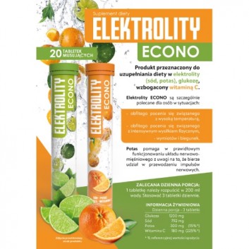 Activlab Elektrolity Econo o smaku pomarańczowym, 20 tabletek - obrazek 2 - Apteka internetowa Melissa