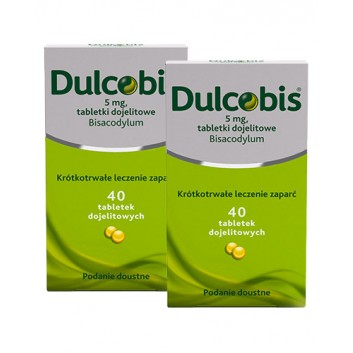 DULCOBIS 5 mg, 2 x 40 tabletek dojelitowych. Na zaparcia, cena, opinie, ulotka - obrazek 1 - Apteka internetowa Melissa