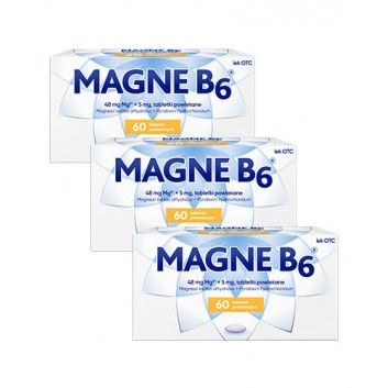 Magne B6, niedobór magnezu w organizmie, 3 x 60 tabletek - obrazek 1 - Apteka internetowa Melissa