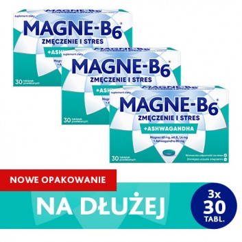 Magne-B6 Zmęczenie i stres, Magnez i ashwagandha, 3 x 30 tabletek - obrazek 2 - Apteka internetowa Melissa