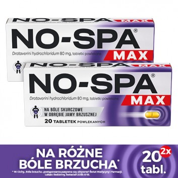 NO-SPA MAX 80 mg, 2 x 20 tabletek. Na ból brzucha, skurcze, cena, właściwości, skład - obrazek 2 - Apteka internetowa Melissa