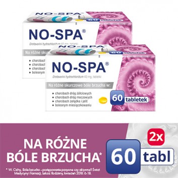 NO-SPA 40 mg, 2 x 60 tabletek. Na ból brzucha, skurcze, cena, opinie, właściwości - obrazek 2 - Apteka internetowa Melissa