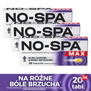 NO-SPA MAX 80 mg, 3 x 20 tabletek. Na ból brzucha, skurcze, cena, właściwości, skład - obrazek 2 - Apteka internetowa Melissa