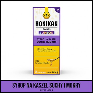 Honikan Kaszel Junior Syrop, 230 g, cena, opinie, wskazania - obrazek 1 - Apteka internetowa Melissa