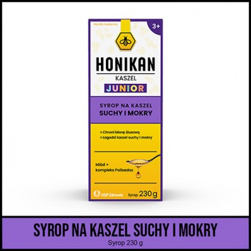 Honikan Kaszel Junior Syrop, 230 g, cena, opinie, wskazania