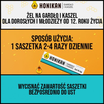 Honikan Gardło i Kaszel Żel, 10 sasz., cena, wskazania, opinie - obrazek 4 - Apteka internetowa Melissa