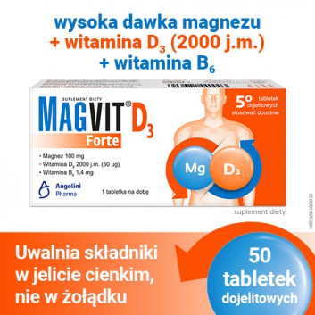 Magvit Forte D3, 50 tabletek - obrazek 2 - Apteka internetowa Melissa