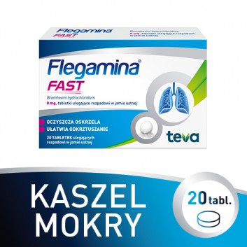 Flegamina Fast 8 mg, 20 tabletek, na kaszel, lek ułatwiający odkrztuszanie - obrazek 2 - Apteka internetowa Melissa