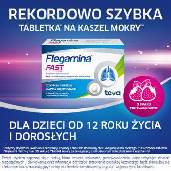 Flegamina Fast 8 mg, 20 tabletek, na kaszel, lek ułatwiający odkrztuszanie - obrazek 5 - Apteka internetowa Melissa