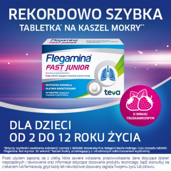 Flegamina Fast Junior 4 mg, 20 tabletek, na kaszel, lek ułatwiający odkrztuszanie - obrazek 5 - Apteka internetowa Melissa