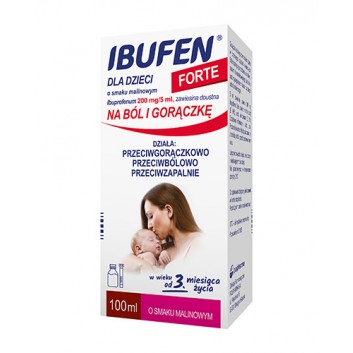 Ibufen dla dzieci FORTE o smaku malinowym, 200 mg/5 ml, zawiesina doustna, 100 ml