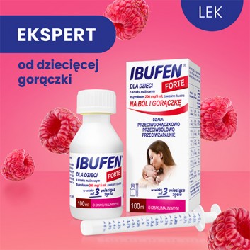 Ibufen dla dzieci FORTE o smaku malinowym, 200 mg/5 ml, zawiesina doustna, 100 ml - obrazek 2