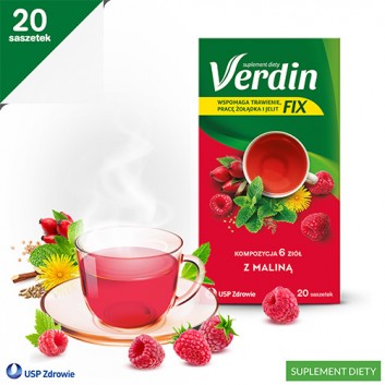 Verdin Fix z Maliną, 20 saszetek, cena, opinie, skład - obrazek 2