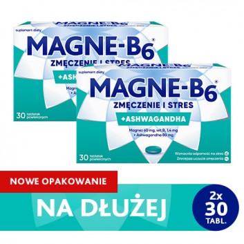 Magne-B6 Zmęczenie i stres, Magnez i ashwagandha, 2 x 30 tabletek - obrazek 2 - Apteka internetowa Melissa