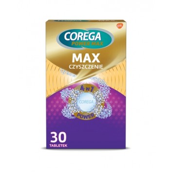 Corega Max Czyszczenie Tabletki do czyszczenia protez zębowych 4w1 z aktywnym tlenem, 30 tabletek - obrazek 1 - Apteka internetowa Melissa