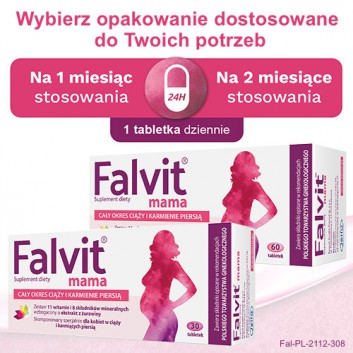 FALVIT MAMA Dla kobiet w ciąży i karmiących, 30 tabletek - obrazek 5 - Apteka internetowa Melissa