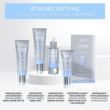 L'Biotica Estetic Clinic Oxy Treatment Naprawczo-Dotleniający Dermo-Zabieg Serum noc, 30 ml + L'Biotica Estetic Clinic Oxy Treatment Napinająco-Wygładzająca Dermo-Maska hydrożelowa, 1 sztuka - obrazek 7 - Apteka internetowa Melissa