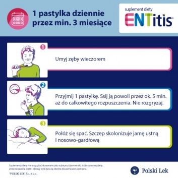 ENTitis, pastylki do ssania, smak truskawkowy, 30 sztuk + ENTITIS Smak mięty, 30 pastylek do ssania - obrazek 3