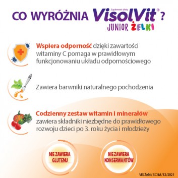 VisolVit Junior żelki, witaminy i minerały dla dzieci po 3 r.ż., 250 g, cena, opinie, właściwości - obrazek 2 - Apteka internetowa Melissa