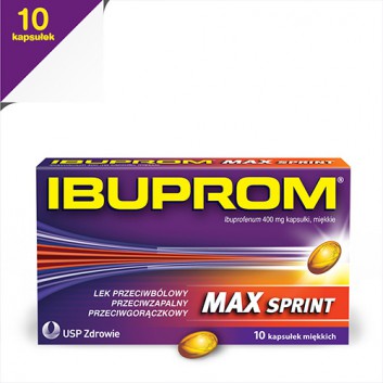 IBUPROM MAX SPRINT, 10 kaps., preparat przeciwbólowy i przeciwzapalny cena, opinie, wskazania - obrazek 1 - Apteka internetowa Melissa