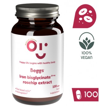 BEGGS Diglicynian żelaza 20 mg z ekstraktem z dzikiej róży, 100 kapsułek - obrazek 1 - Apteka internetowa Melissa