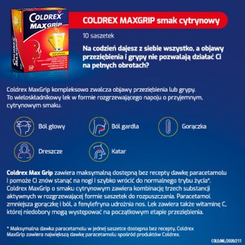 COLDREX MAXGRIP O smaku cytrynowym - 10 sasz. - obrazek 5 - Apteka internetowa Melissa