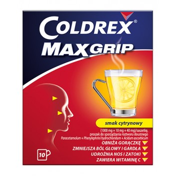 COLDREX MAXGRIP O smaku cytrynowym - 10 sasz.
