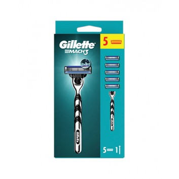 Gillette Mach3 Maszynka do golenia dla mężczyzn, 1 sztuka, 5 ostrzy wymiennych - obrazek 1 - Apteka internetowa Melissa