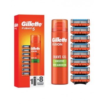 Gillette Fusion5, 8 ostrzy wymiennych do maszynki do golenia Żel do golenia, 200 ml, 1 zestaw - obrazek 1 - Apteka internetowa Melissa