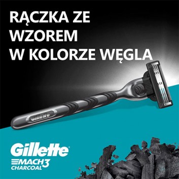 Gillette Mach3 Charcoal Maszynka do golenia dla mężczyzn, 1 sztuka, 2 ostrza wymienne - obrazek 4 - Apteka internetowa Melissa
