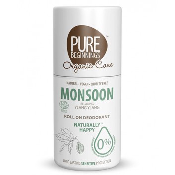 Pure Beginnings Organic Care, Dezodorant w kulce Monsoon z nutą ylang ylang, różanego geranium oraz paczuli, 75 ml - obrazek 1 - Apteka internetowa Melissa