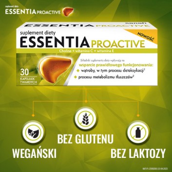 Essentia Proactive, wsparcie wątroby, cholina, witamina C i E, 3 x 30 kapsułek - obrazek 7 - Apteka internetowa Melissa