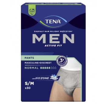 TENA Men Pants Normal Grey S/M 75-105 cm, bielizna chłonna, 30 sztuk - obrazek 1 - Apteka internetowa Melissa