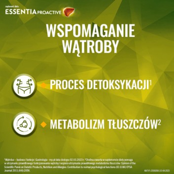 Essentia Proactive, wsparcie wątroby, cholina, witamina C i E, 2 x 30 kapsułek - obrazek 2 - Apteka internetowa Melissa