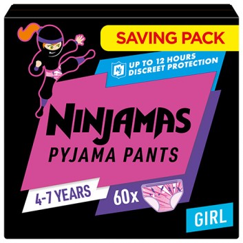 Pampers Ninjamas Dziewczynka Pieluchomajtki 4-7 lat, 60 sztuk - obrazek 2 - Apteka internetowa Melissa