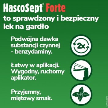 HASCOSEPT FORTE Aerozol 3 mg/ml - 30 ml, na ból gardła  cena, opinie, stosowanie - obrazek 3 - Apteka internetowa Melissa