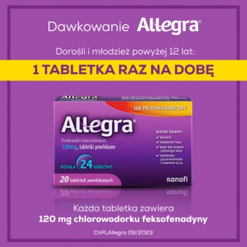 Allegra 120 mg, na alergię i katar sienny, tabletki powlekane, 20 sztuk  - obrazek 6