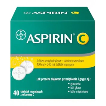 Aspirin C 400 mg + 240 mg, 40 tabletek musujących - obrazek 1 - Apteka internetowa Melissa
