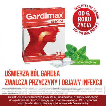 Gardimax medica, 5 mg + 1 mg, tabletki do ssania, 24 sztuk - obrazek 2