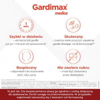 Gardimax medica, 5 mg + 1 mg, tabletki do ssania, 24 sztuk - obrazek 3