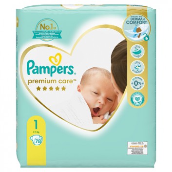 Pampers Pieluchy Premium Care Newborn rozmiar 1, 78 sztuk pieluszek - obrazek 1 - Apteka internetowa Melissa