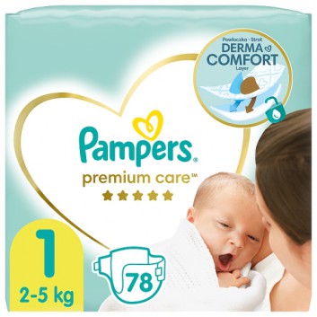 Pampers Pieluchy Premium Care Newborn rozmiar 1, 78 sztuk pieluszek - obrazek 2 - Apteka internetowa Melissa