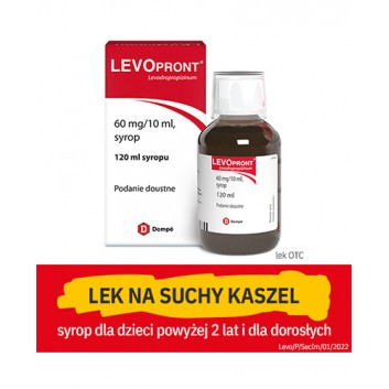 Levopront 60 mg/10 ml, syrop na suchy kaszel, 120 ml  - obrazek 1 - Apteka internetowa Melissa