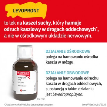 Levopront 60 mg/10 ml, syrop na suchy kaszel, 120 ml  - obrazek 3 - Apteka internetowa Melissa