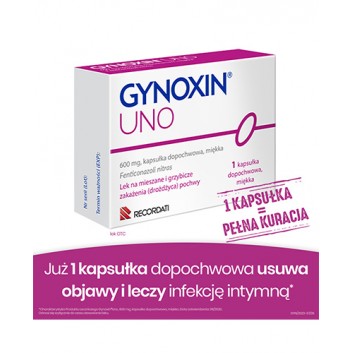 Gynoxin Uno 600 mg, na mieszane i grzybicze infekcje intymne, 1 kaps. dopochwowa miękka, cena, opinie, wskazania - obrazek 2 - Apteka internetowa Melissa
